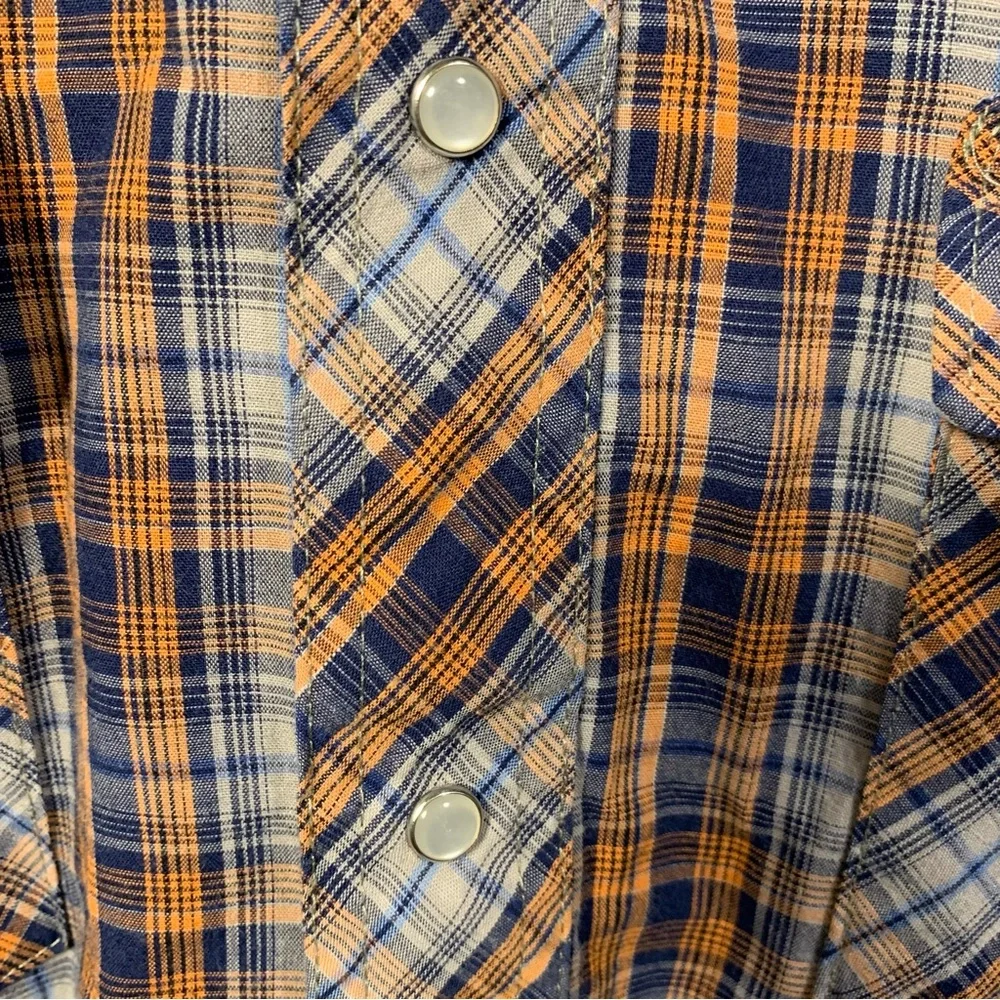 Vintage 90’s Wrangler Shirt Men Sz L Pearl Snap Country Fest Plaid Western Rodeo - Picture 4 of 8